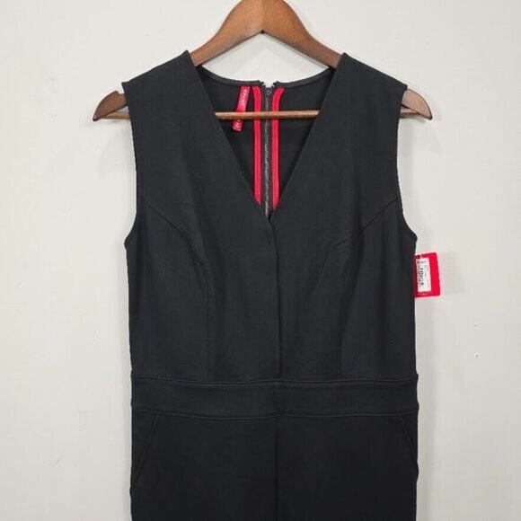 NEW Spanx The Perfect Sleeveless Jumpsuit Medium Black Ponte Flare Career Comfy - Picture 3 of 16